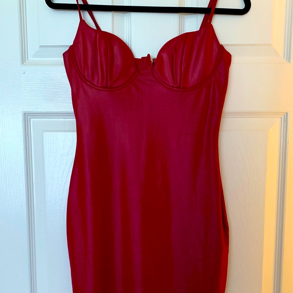 2*15 Red Faux Leather Dress